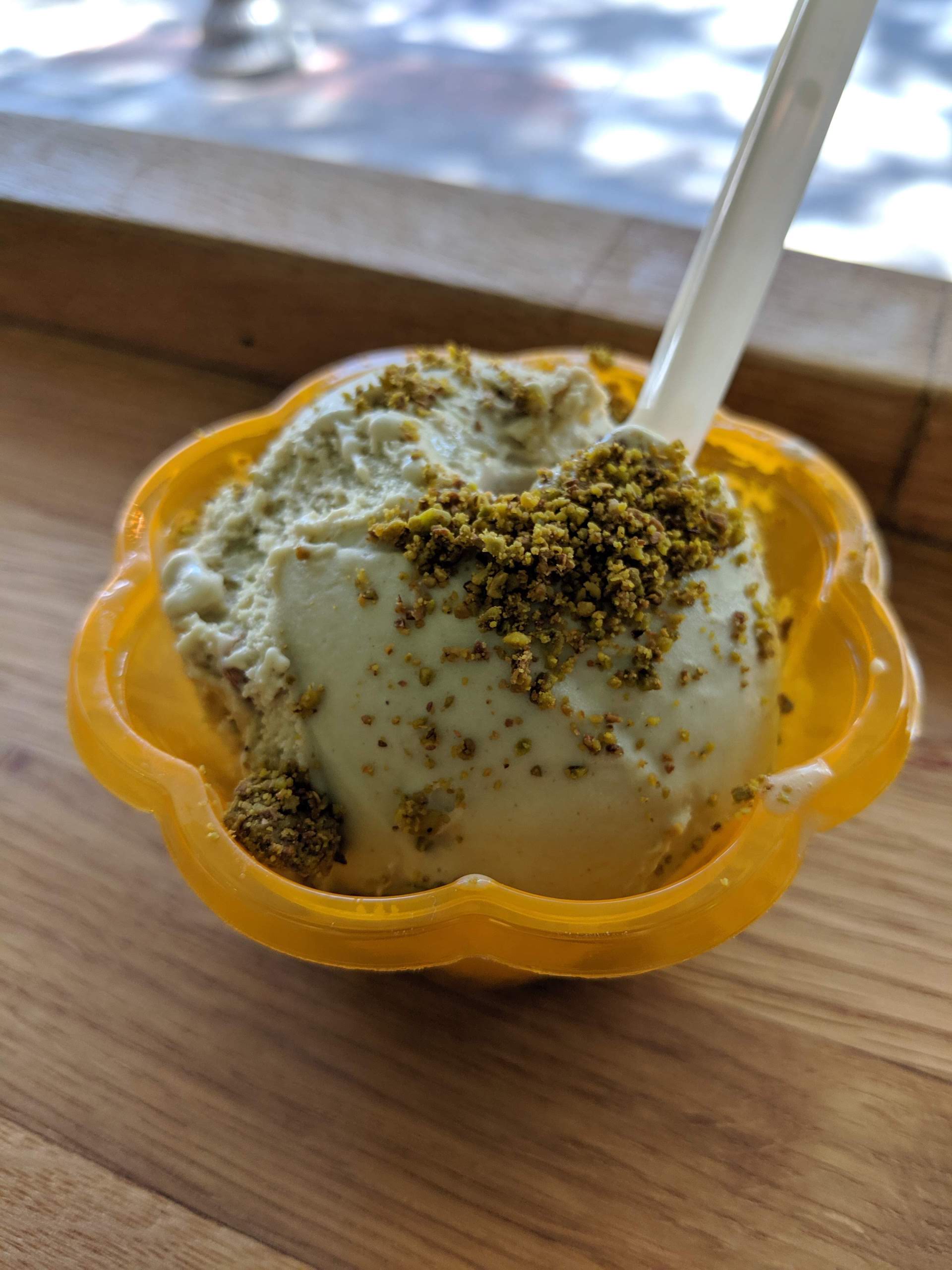Pistachio flavor water buffalo milk gelato from Morsey’s Creamery.