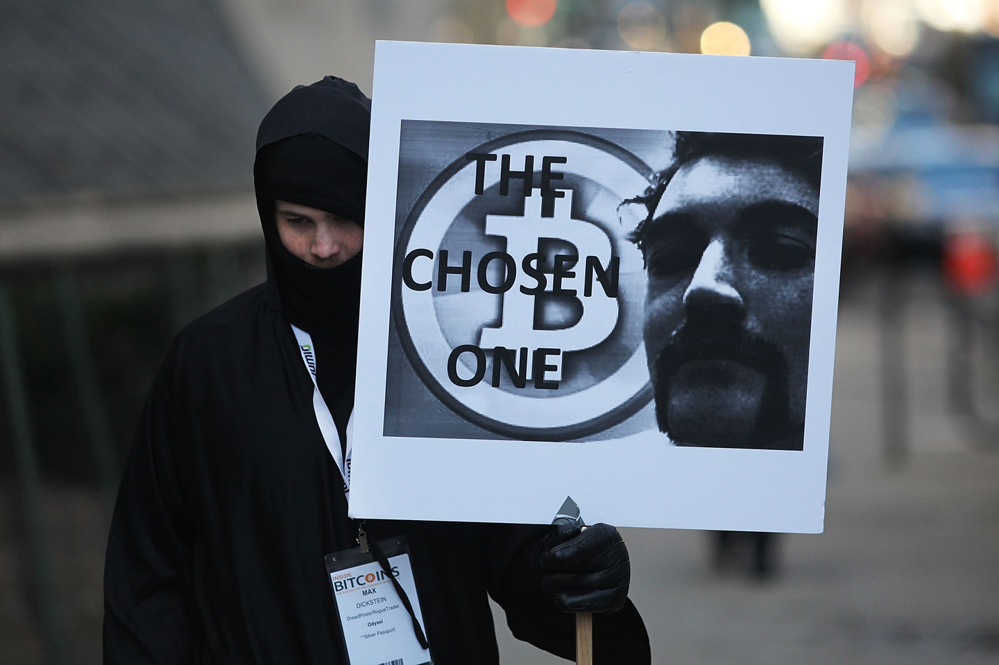 NEW YORK - Max Dickstein stands with other supporters of Ross Ulbricht, the alleged creator and operator of the Silk Road underground market, in front of a Manhattan federal courthouse in January on the first day of jury selection for his trial.