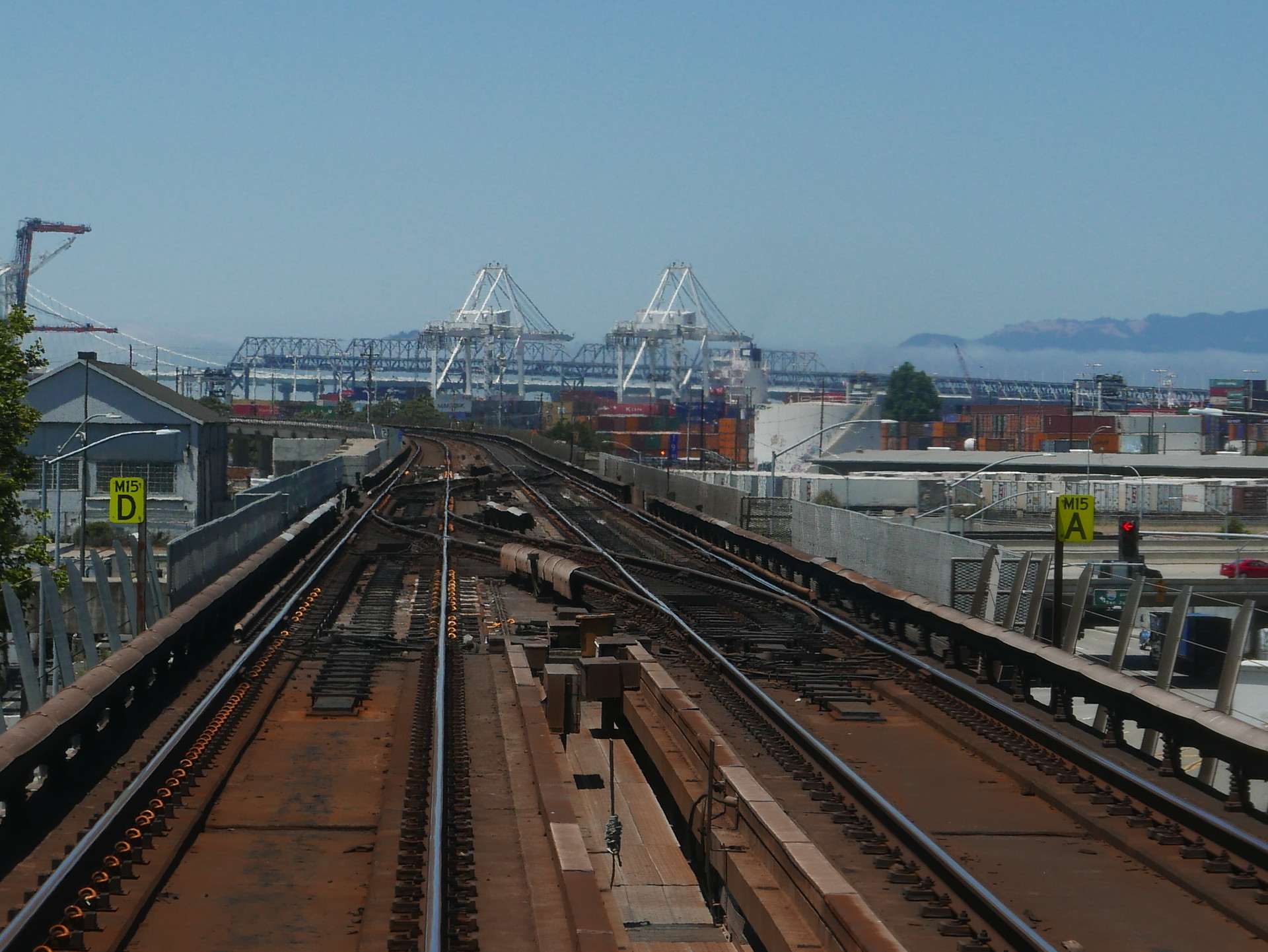 An "interlocking" mechanism near West Oakland Station that allows BART trains to switch tracks before entering and after emerging from the Transbay Tube.