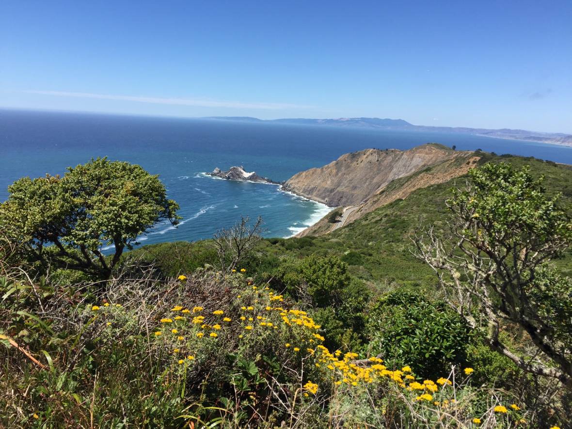 A popular trail for cyclists in Montara State Beach/McNee Ranch State Park: Going over Highway 1, aka Devil's Slide.  Miranda Leitsinger/KQED