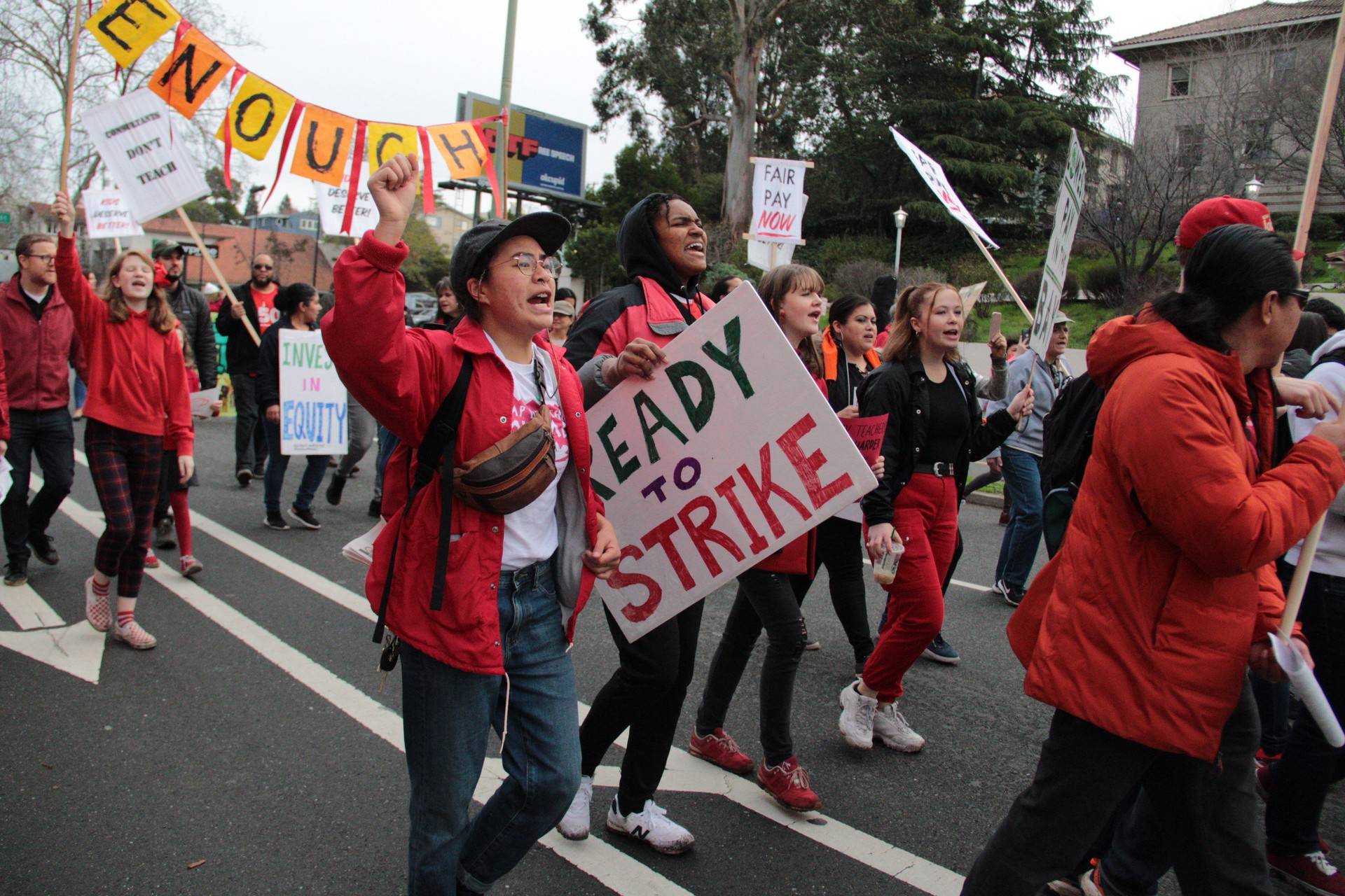 Oakland teachers march during an unsanctioned 'sick out' on Jan. 18, 2019. On Saturday, the teachers union announced that the teachers would go on strike starting Thursday, Jan. 21.