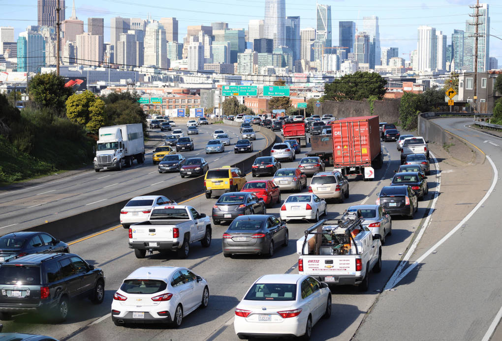 Traffic on US-101 toward the downtown San Francisco and the Bay Bridge on Friday afternoon, March 8, 2019.