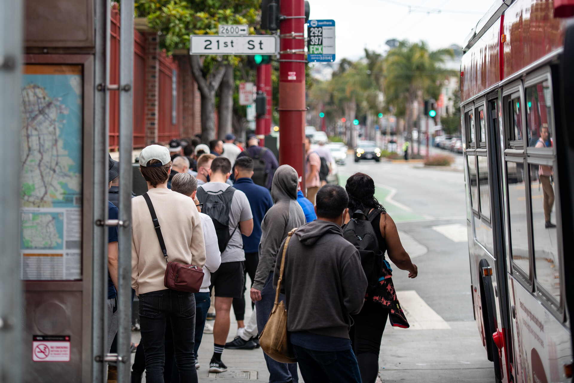 People lined up to get the monkeypox vaccine.
