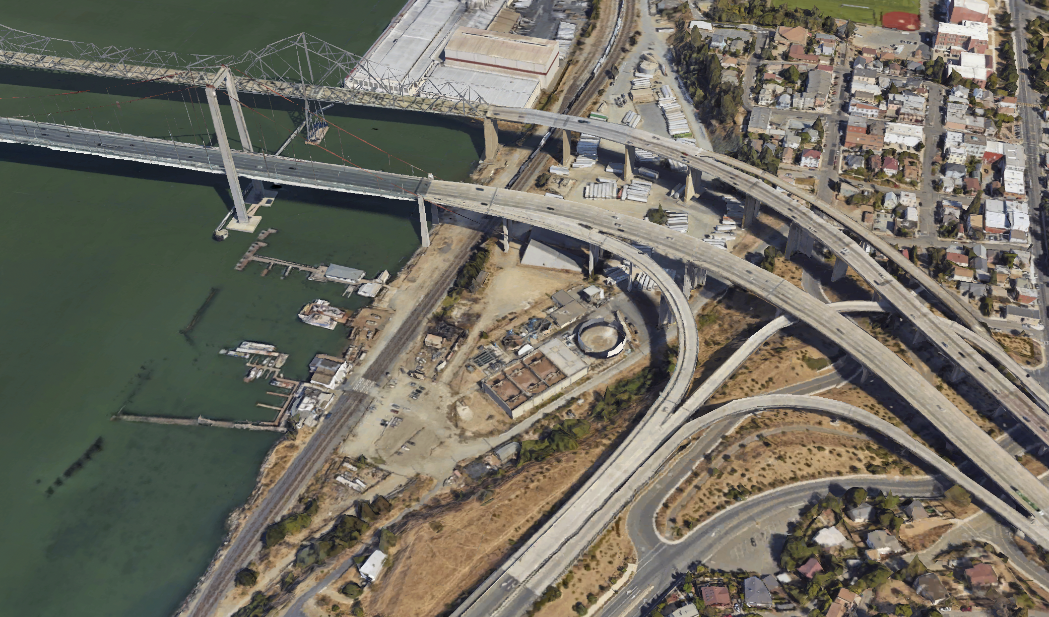 A satellite image of the Crocket wastewater treatment plant.