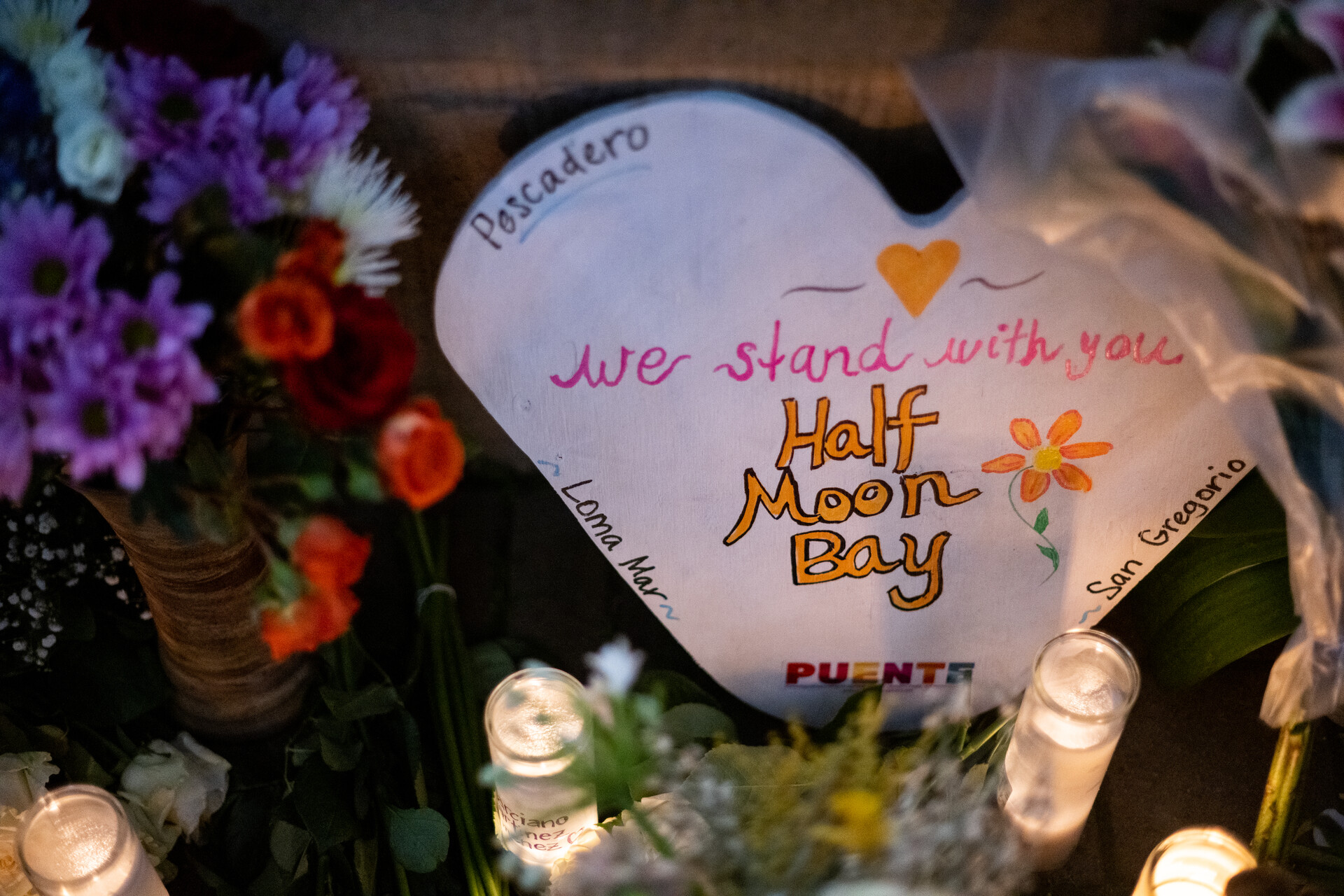 A candlelit vigil for the victims of the Half Moon Bay mass shooting.