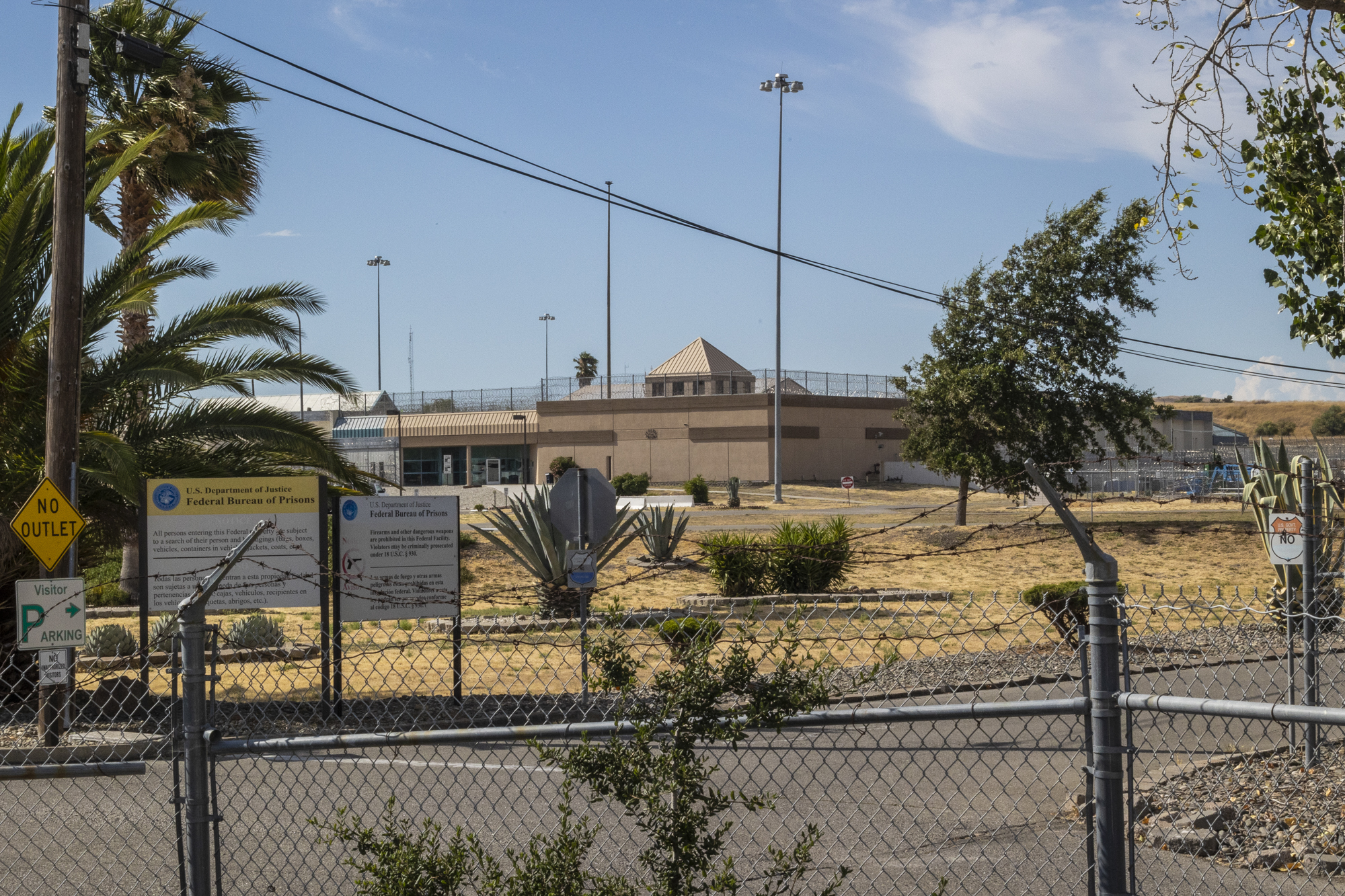 A large walled and gated complex.