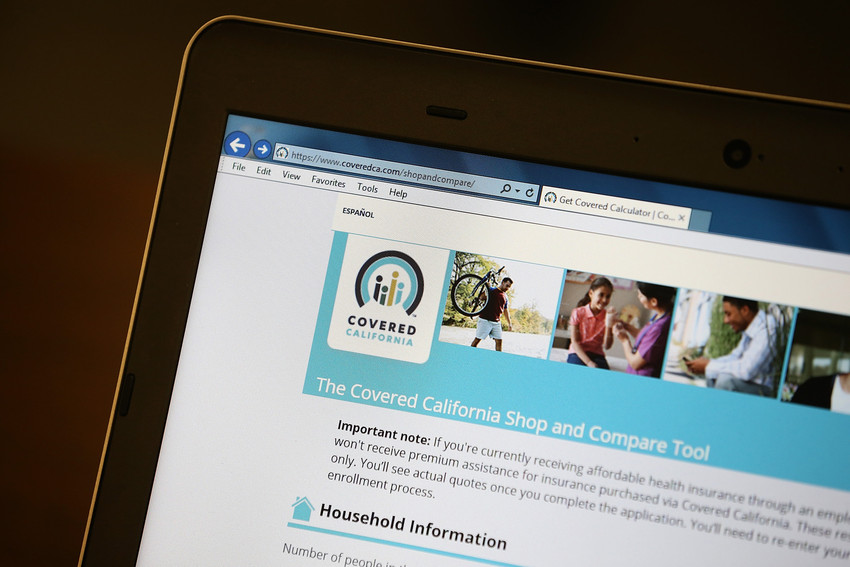 Image of a computer screen on the Covered California website.