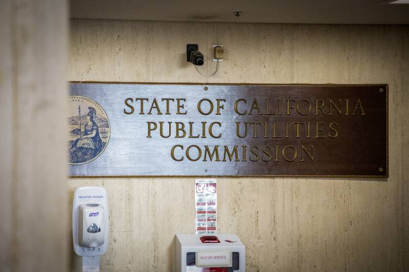 A sign for the The California Public Utilities Commission office