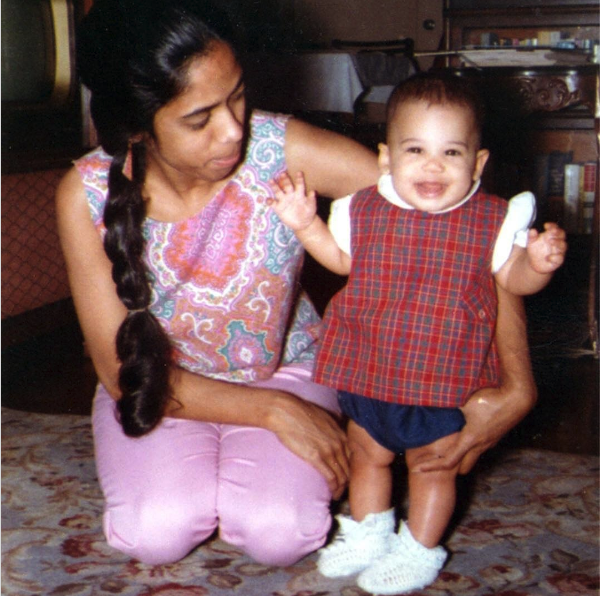 Old photo of Kamala Harris and her mother.