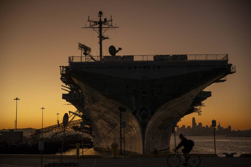 A large battleship, seen from afar.