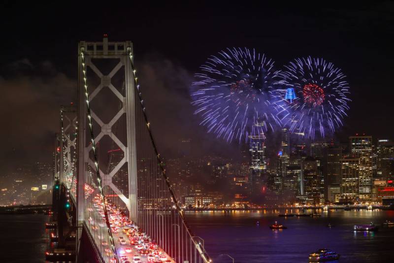 Fireworks over San Francisco.