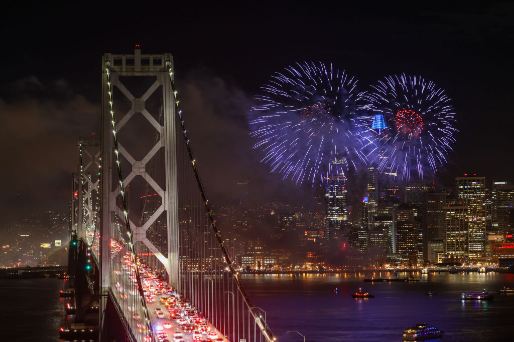 Fireworks over San Francisco.