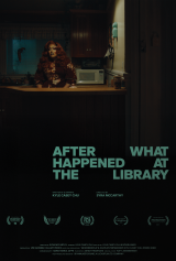 A film poster showing a person behind a desk.