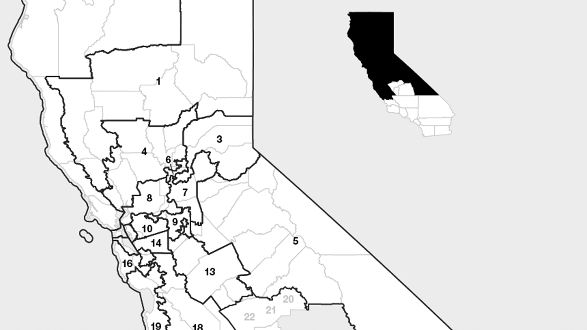 A map showing the congressional districts California would adopt if Prop. 50 is approved by voters.