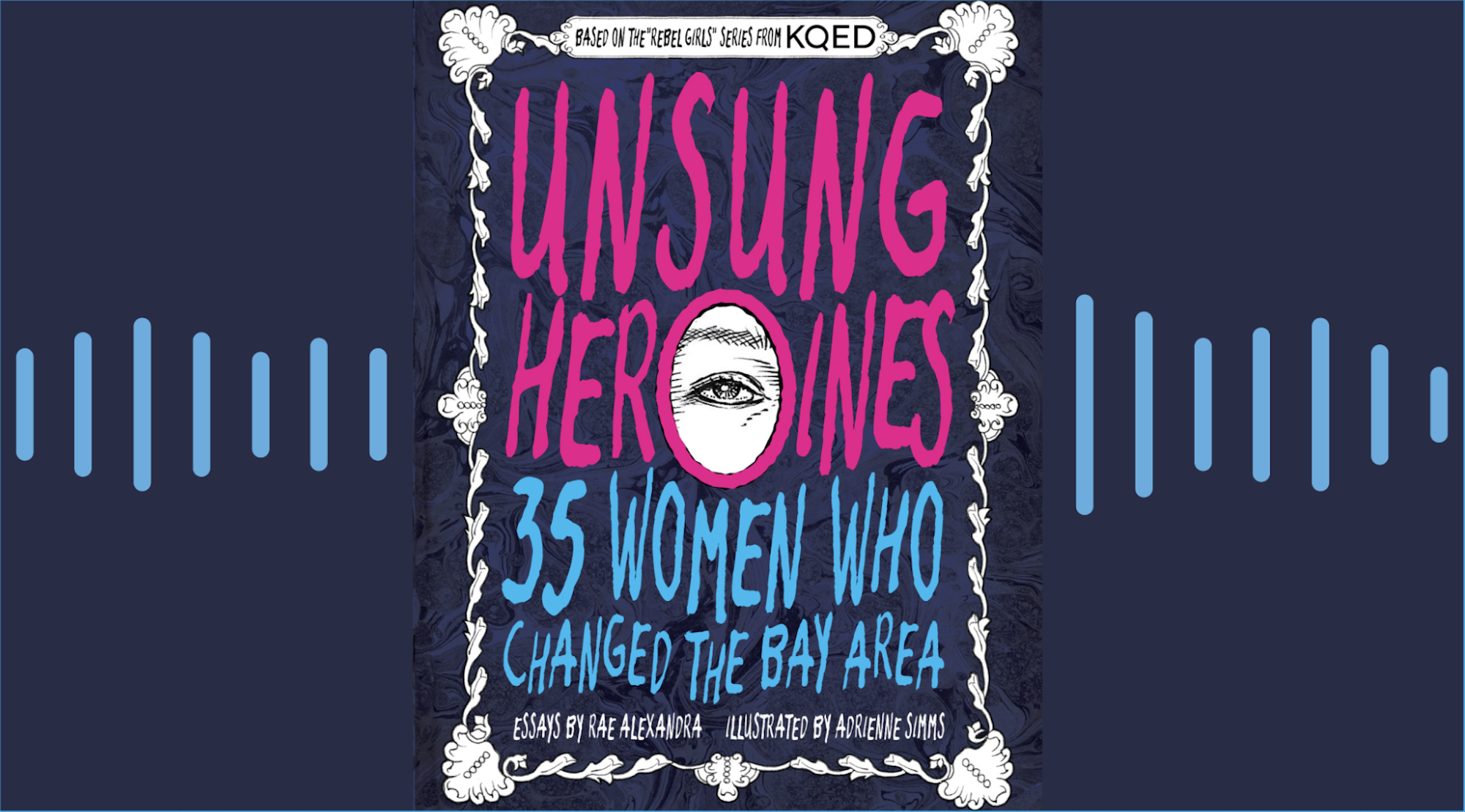 The cover of a book with pink lettering on dark blue background.