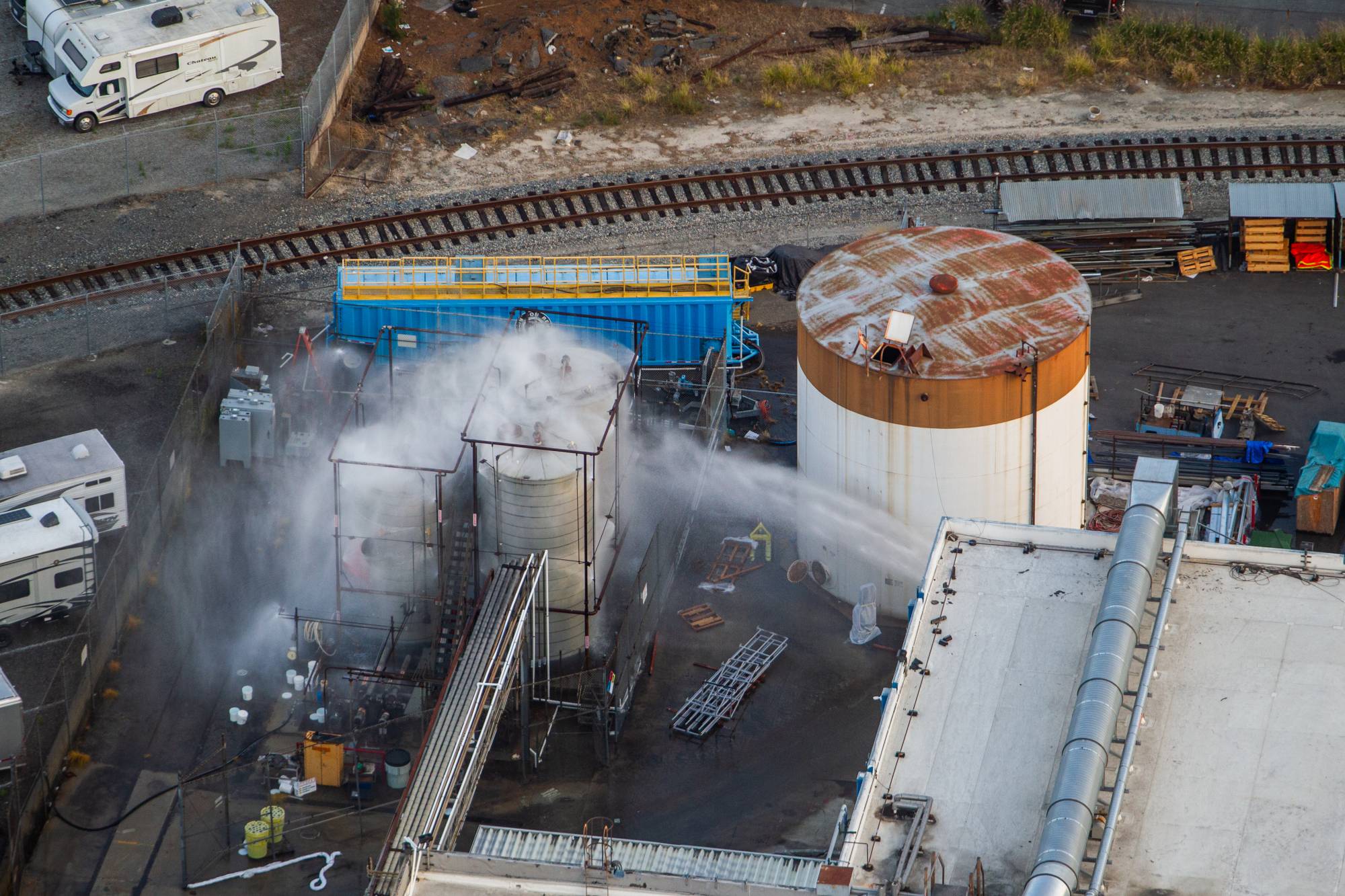 Source-feed image associated with Fire Officials Rule Out Threat of Explosion From Damaged OC Chemical Tank