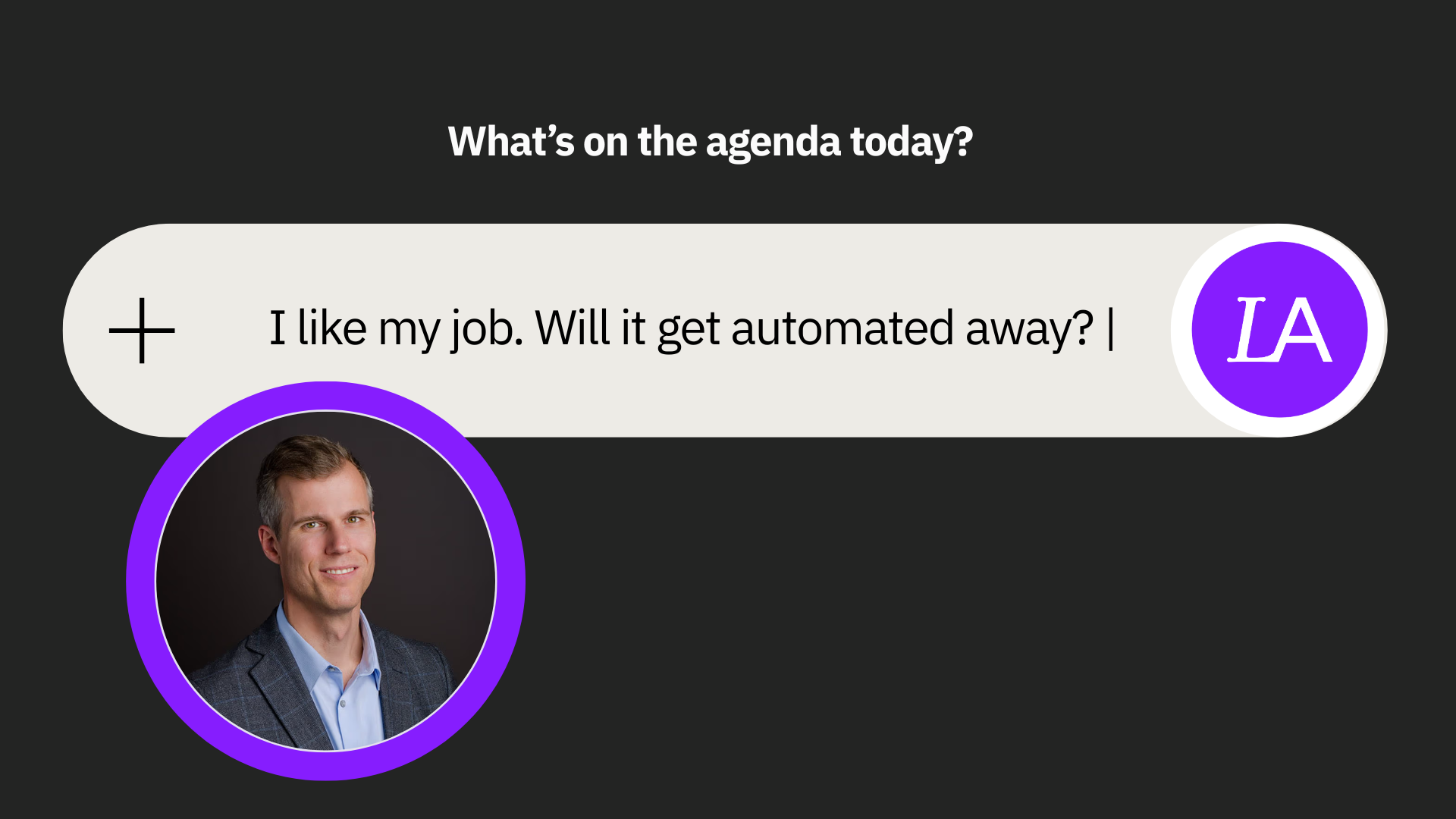 Text box asking whether AI will automate away jobs with photo of episode guest Ben Jones