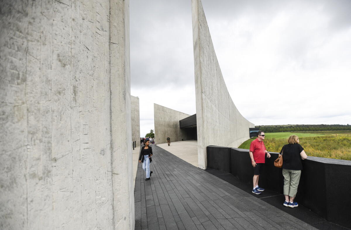 Visitors explore the grounds of the Flight 93 National Memorial on September 10, 2026, in Shanksville, Pa. United Airlines Flight 93, carrying 40 passengers and crew members, crashed into a field near Shanksville, Pa., on September 11, 2001, after the passengers and crew attempted to regain control of the hijacked aircraft.