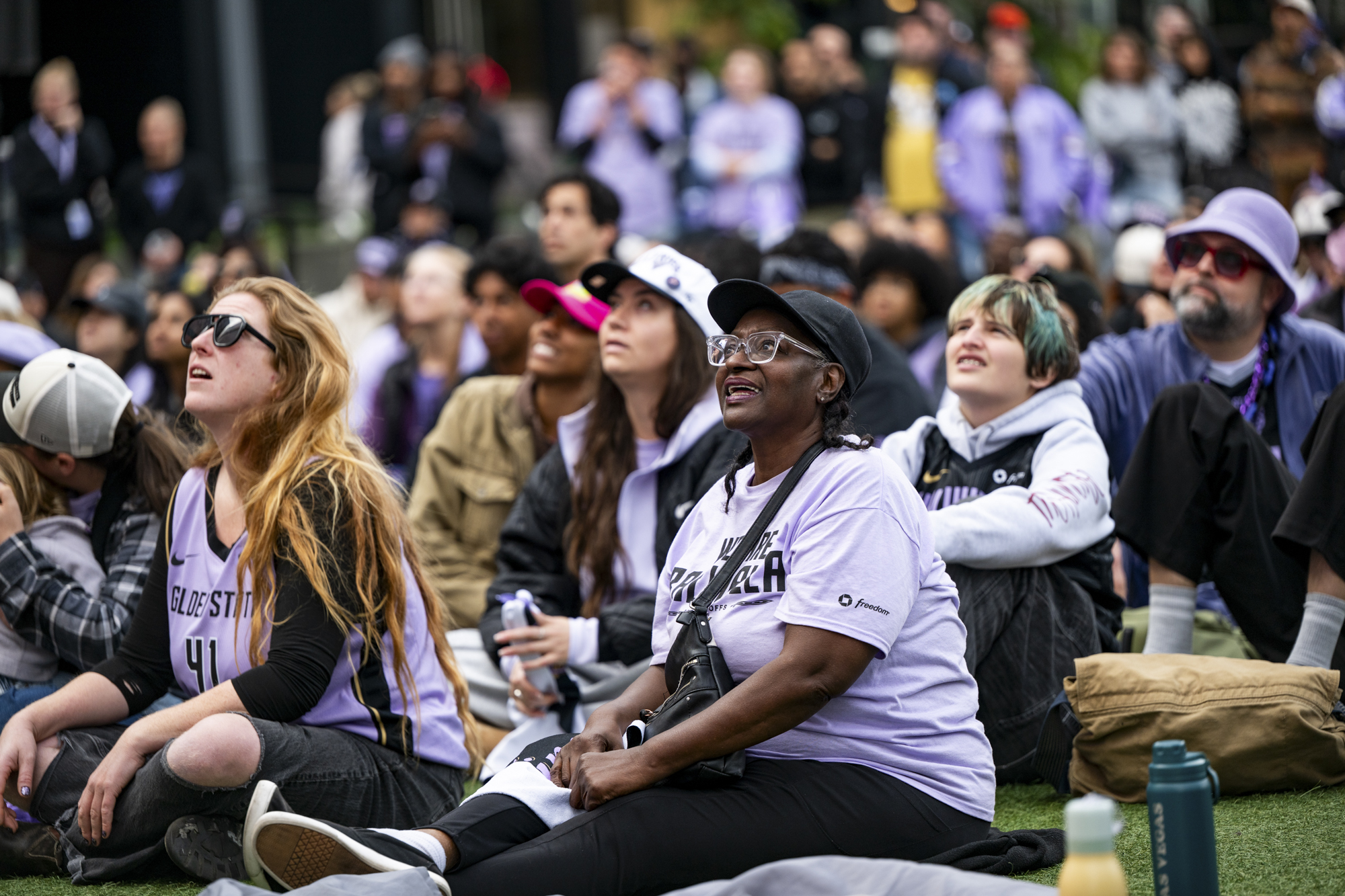 Fans watch the Golden State Valkyries play the Atlanta Dream during Game 6 of the WNBA Finals at Chase Center’s Thrive City in San Francisco on Oct. 29, 2026