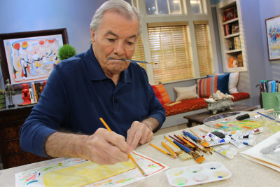 Photos and a Video of Jacques Pépin Painting