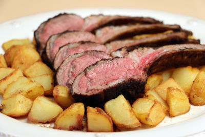 Rack of Lamb with Spice Crust and Fried Potatoes
