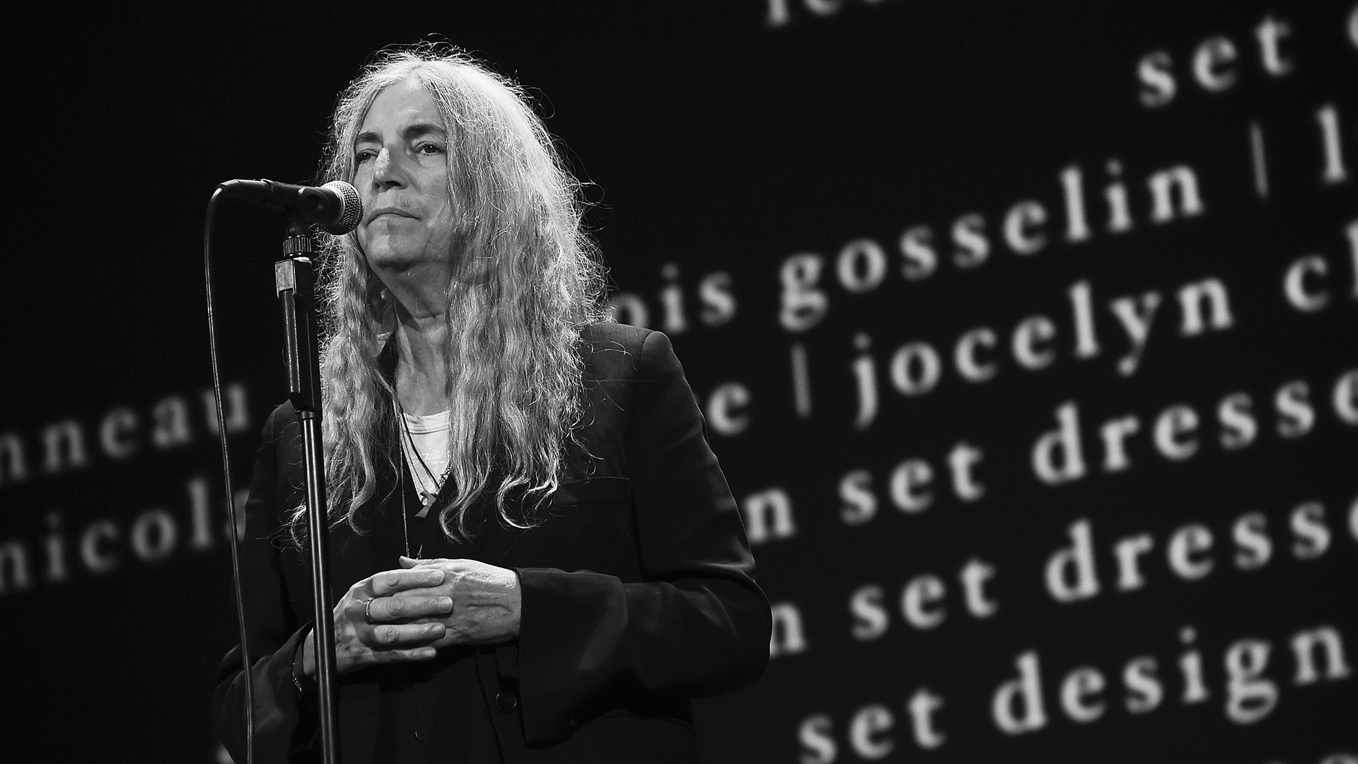 Patti Smith performs during the New York premiere of 'mother!' at Radio City Music Hall on September 13, 2017 in New York, New York.