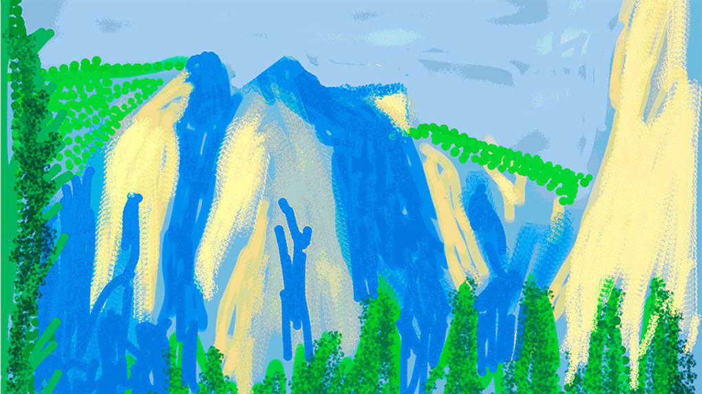 Detail from "Untitled No. 2" from The Yosemite Suite, 2010, by David Hockney.