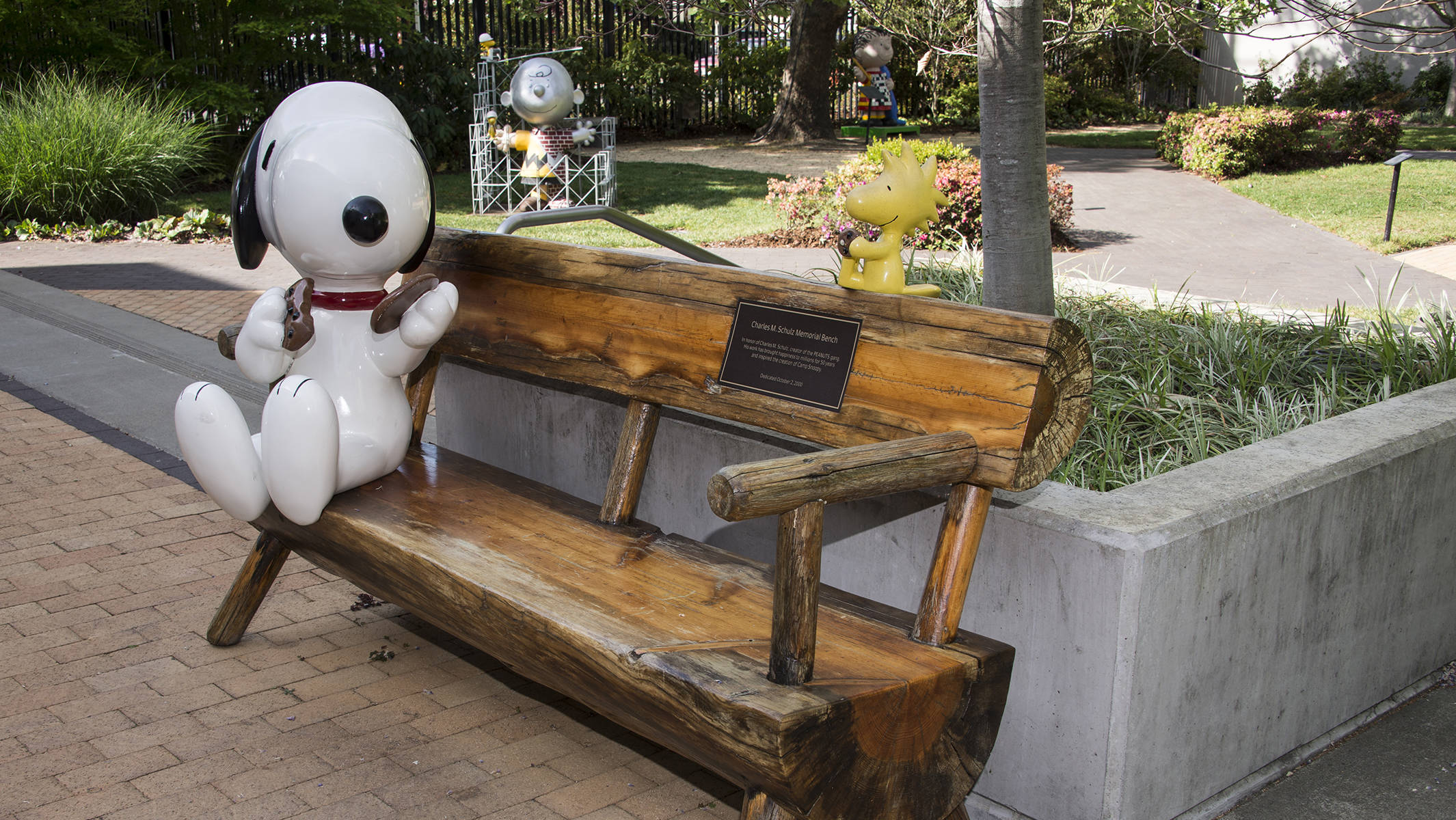 The courtyard at the Charles M Schulz Museum in Santa Rosa.