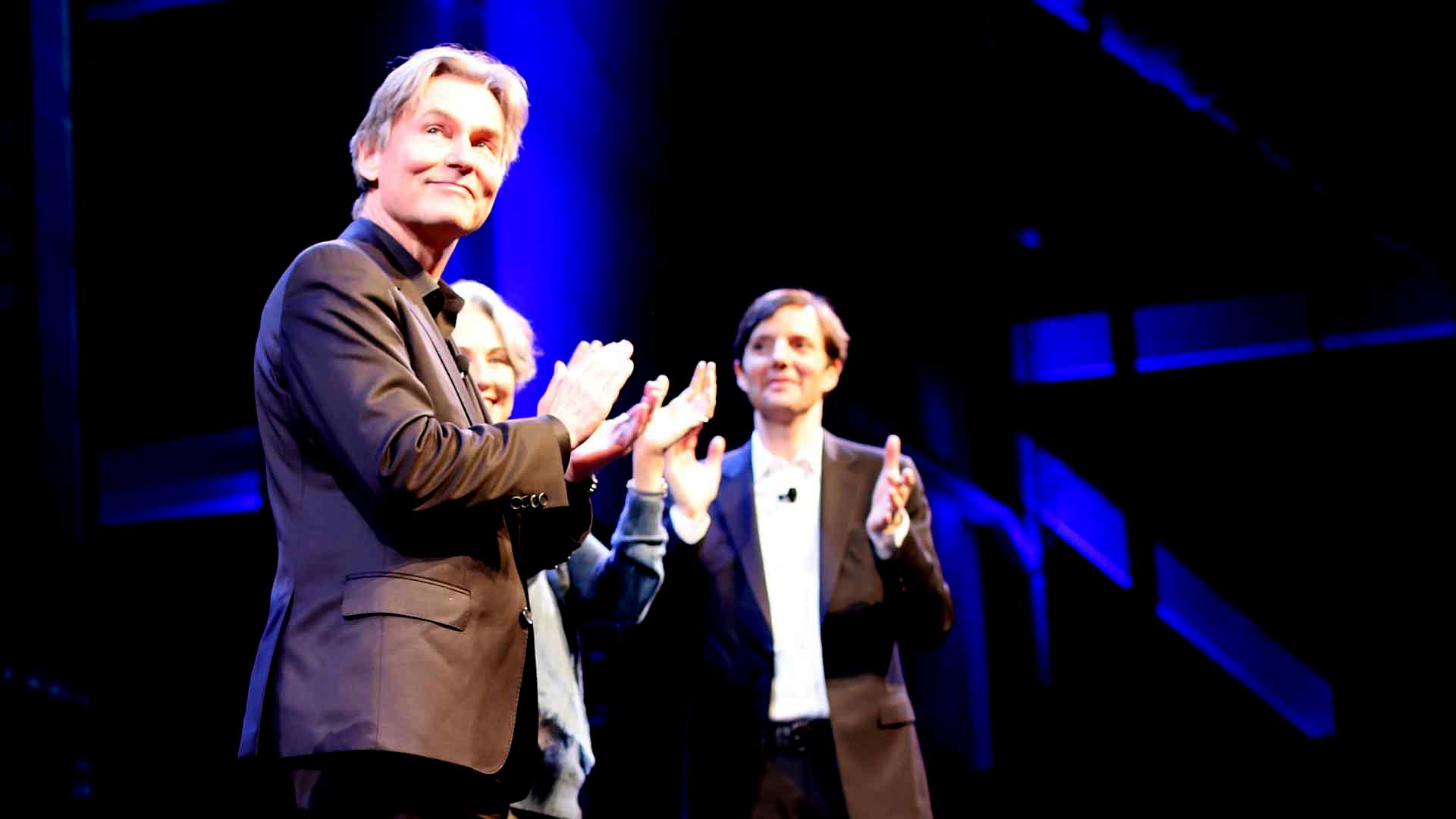 Esa-Pekka Salonen accepts his appointment as new Music Director of the San Francisco Symphony at a welcome party, Dec. 5, 2018.