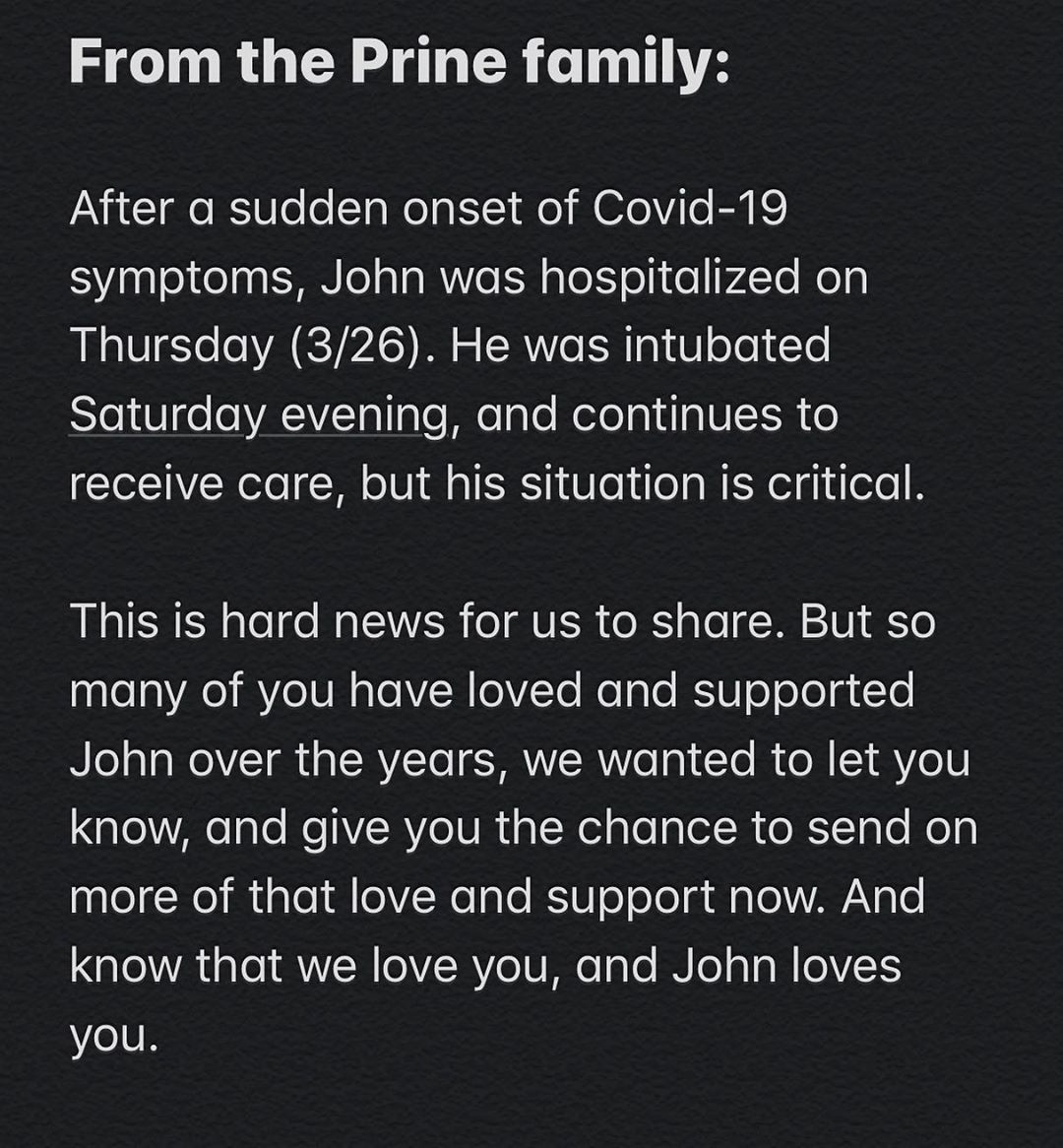 John Prine Hospitalized With COVID19 Symptoms KQED