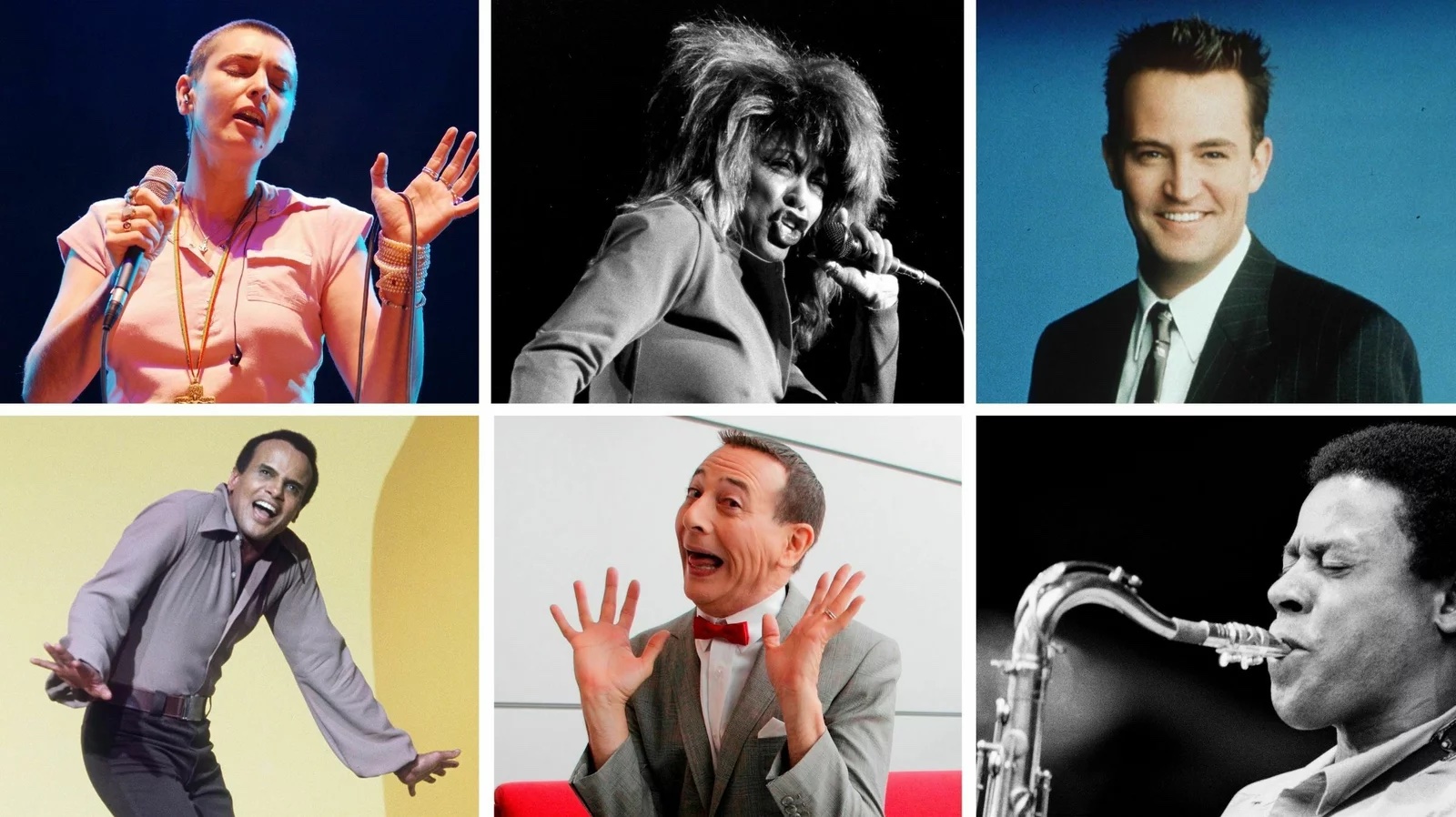 Grid of six images of artists