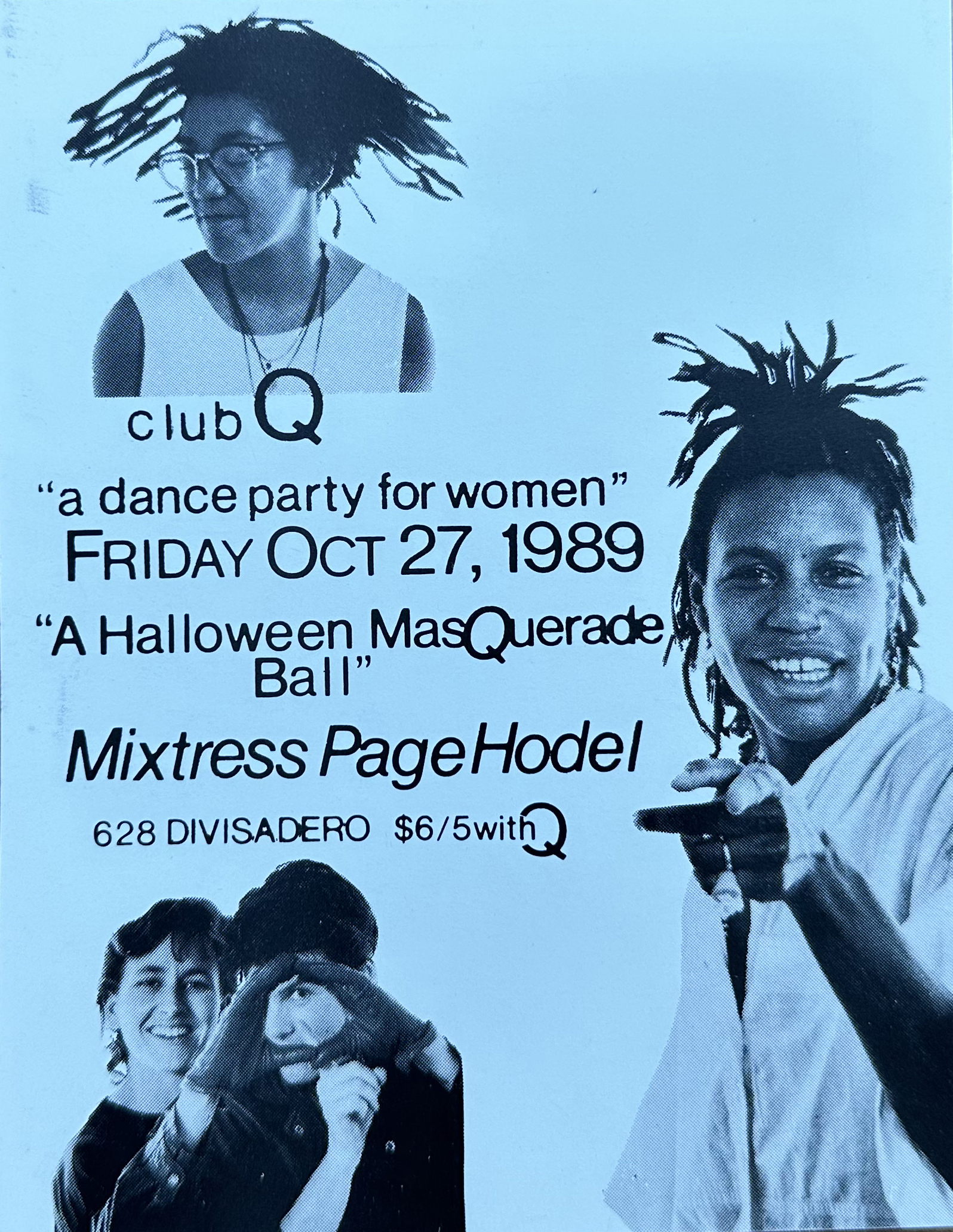 A black-and-white flyer features diverse female dancers.