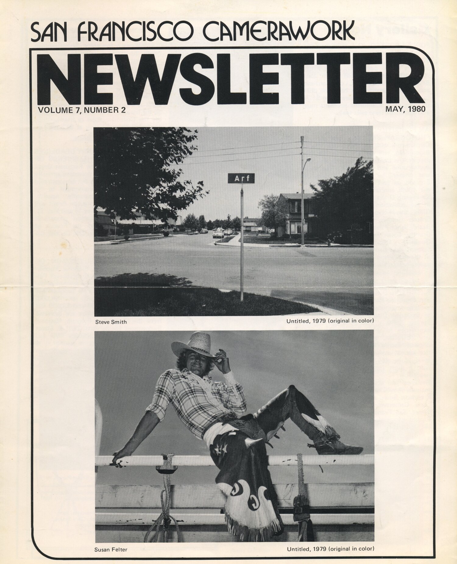 Cover of newsletter with two black-and-white photographs