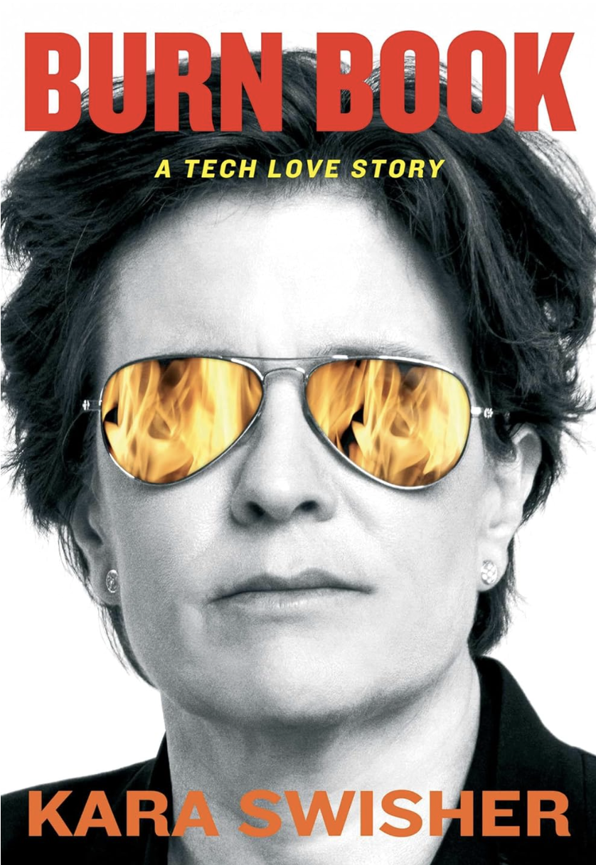 A book cover featuring a close-up headshot of a white woman with short brown hair. She is wearing aviator sunglasses that show a reflection of fire.
