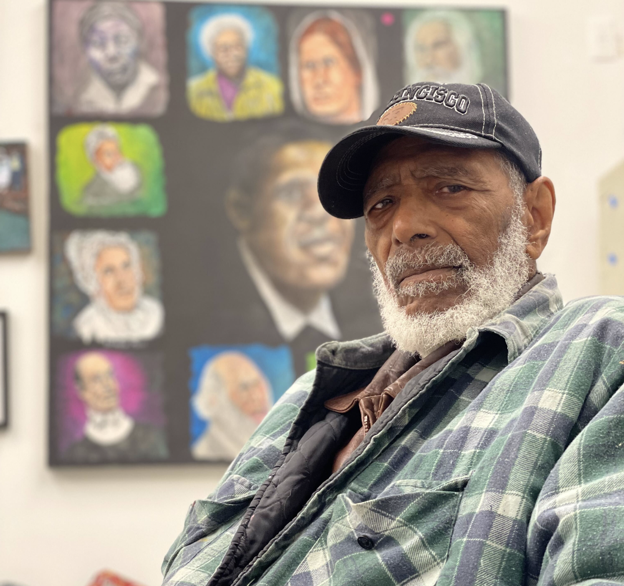 Painter Ira Watkins at his studio in the Hunters Point Shipyard.