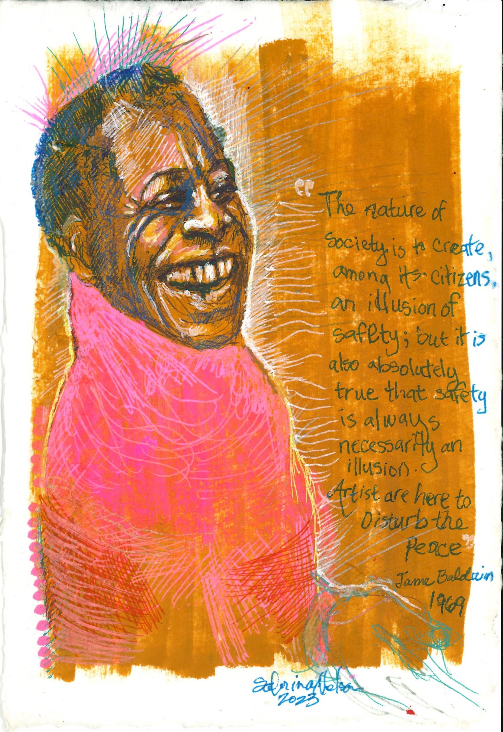 An image of James Baldwin's radiant smile and some of his words of wisdom.