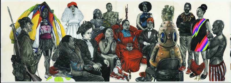 Charcoal drawing depicting various Black people.