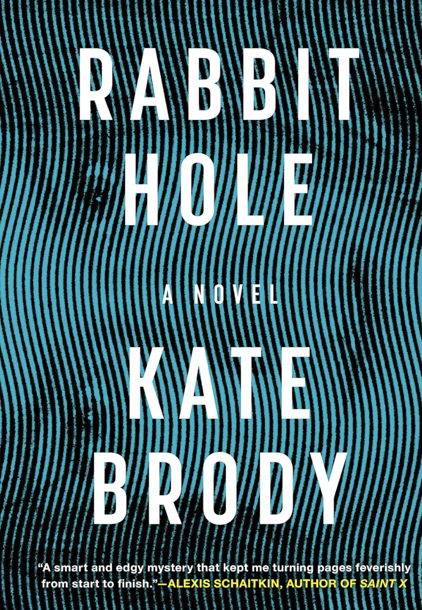 A book cover depicting a woman's face partially obscured by a finger print. 
