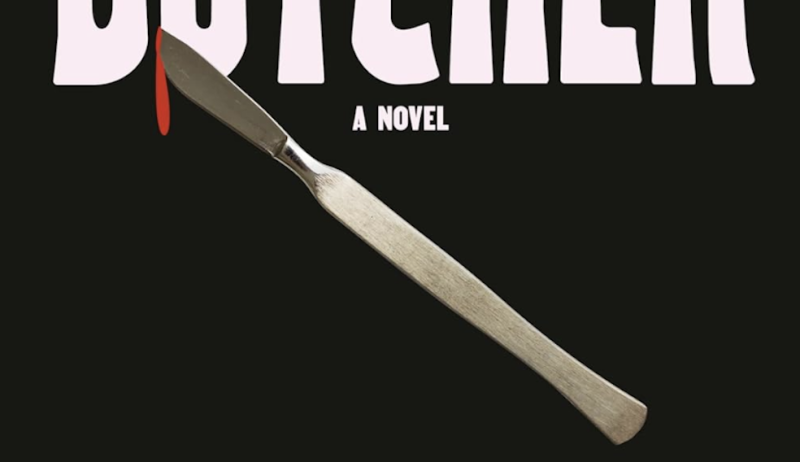 A book cover featuring a scalpel on a black background.