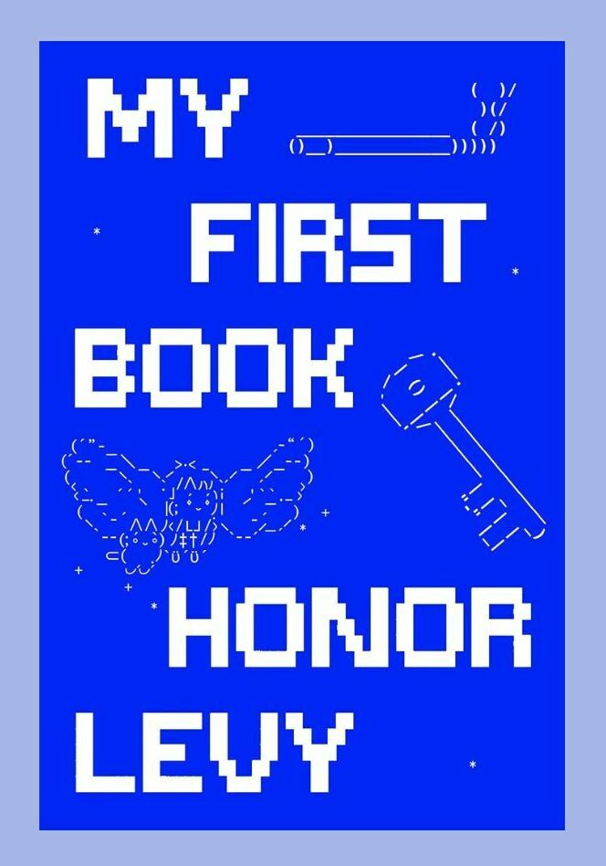 A blue book cover with pixelated lettering like an old-fashioned computer.
