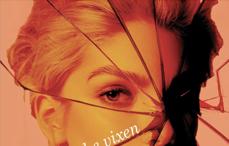 A book cover depicting a photo of an attractive woman's face behind shattered glass.