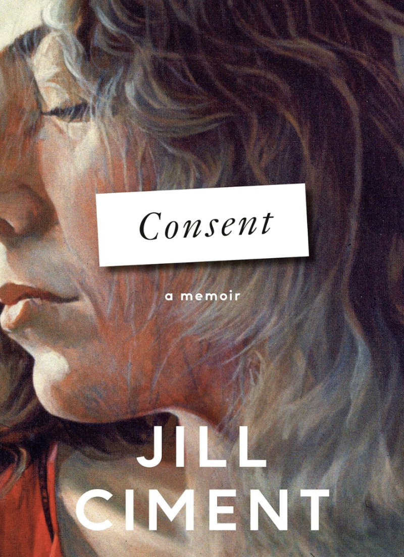 A book cover featuring a close up painting of a middle aged woman's face.