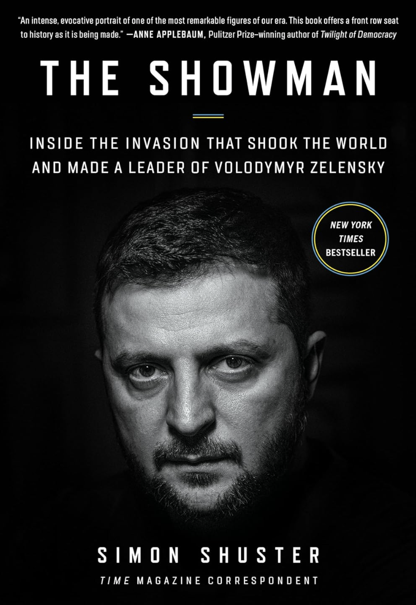 A book cover featuring a photo of Ukraine's president.