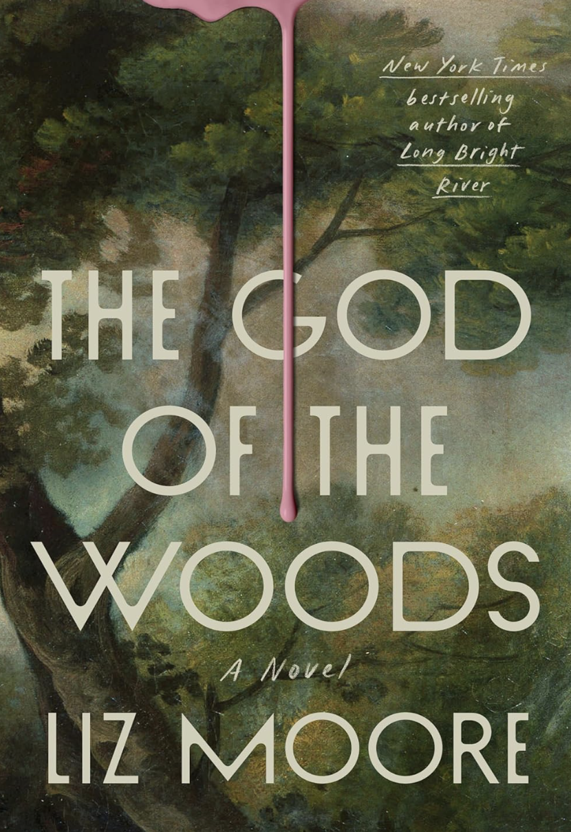 A book cover featuring a wooded area.