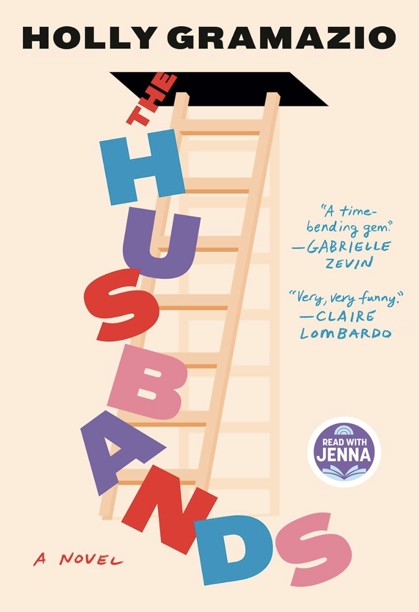 A book cover depicting the word 'Husbands' climbing up a ladder.