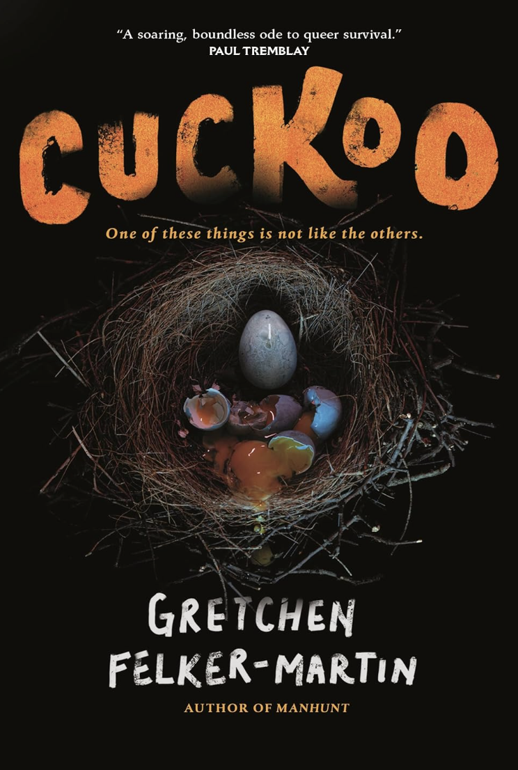 A book cover featuring a bird's nest with broken eggs and one that is still intact.
