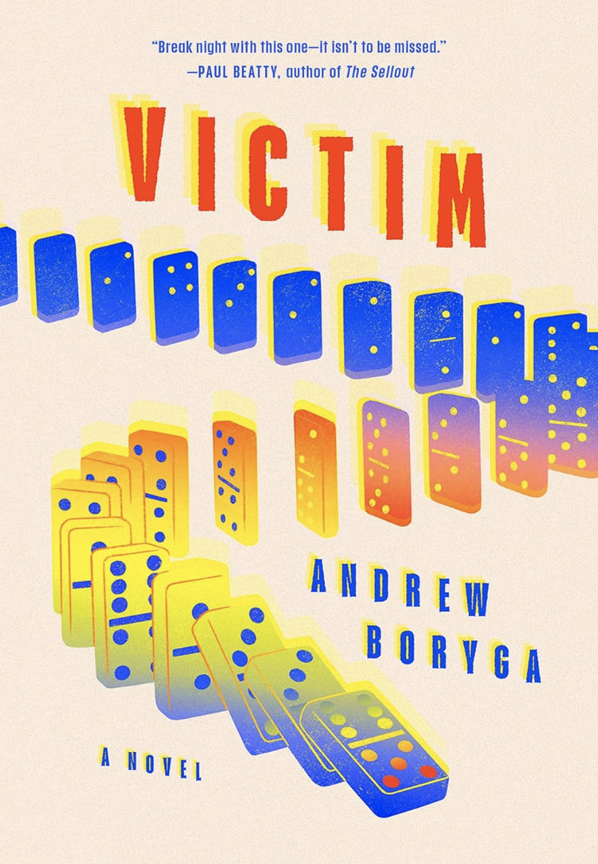 A book cover showing a row of falling dominoes.