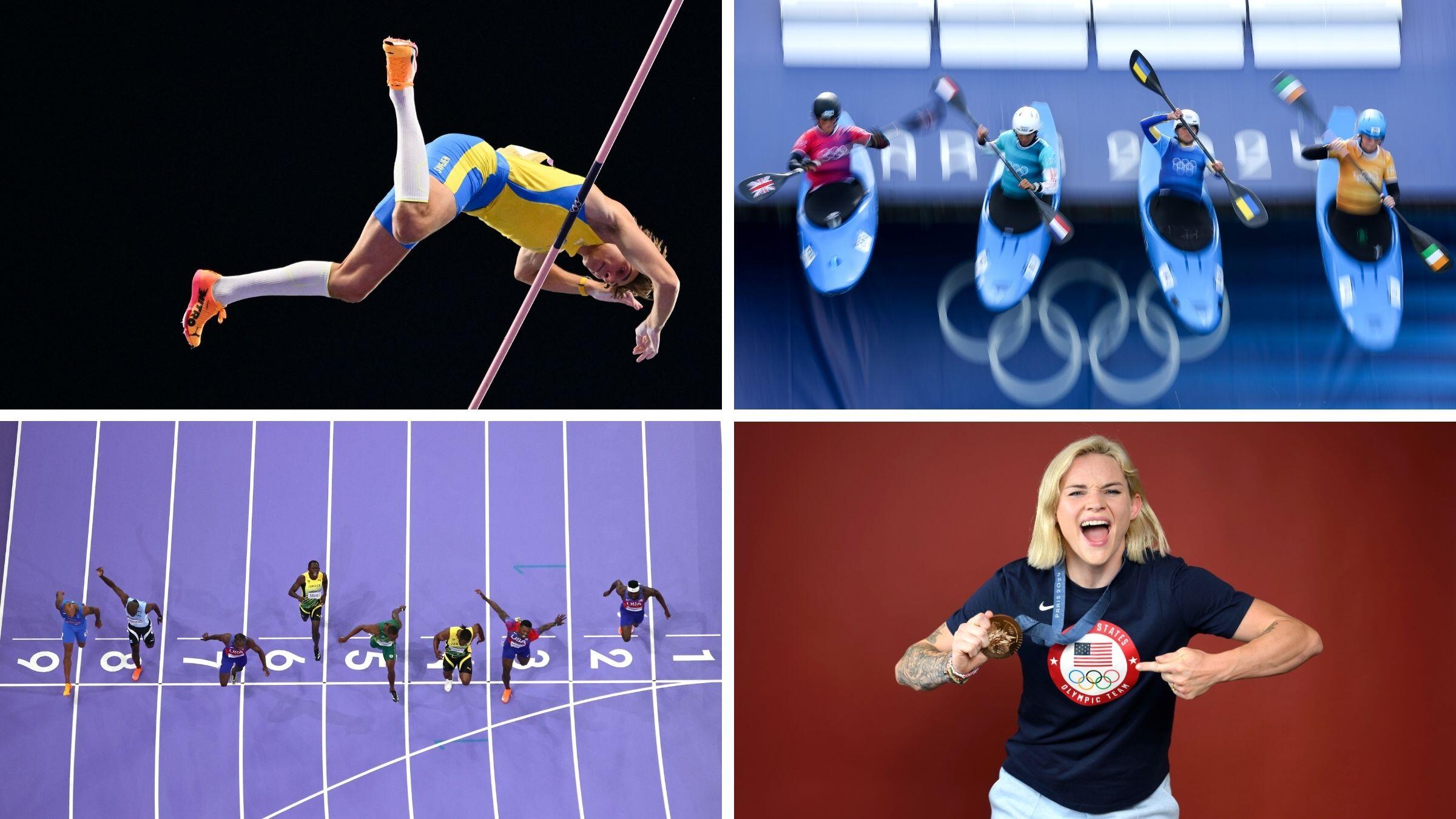 Four sports-related images from the Paris 2024 Olympics.