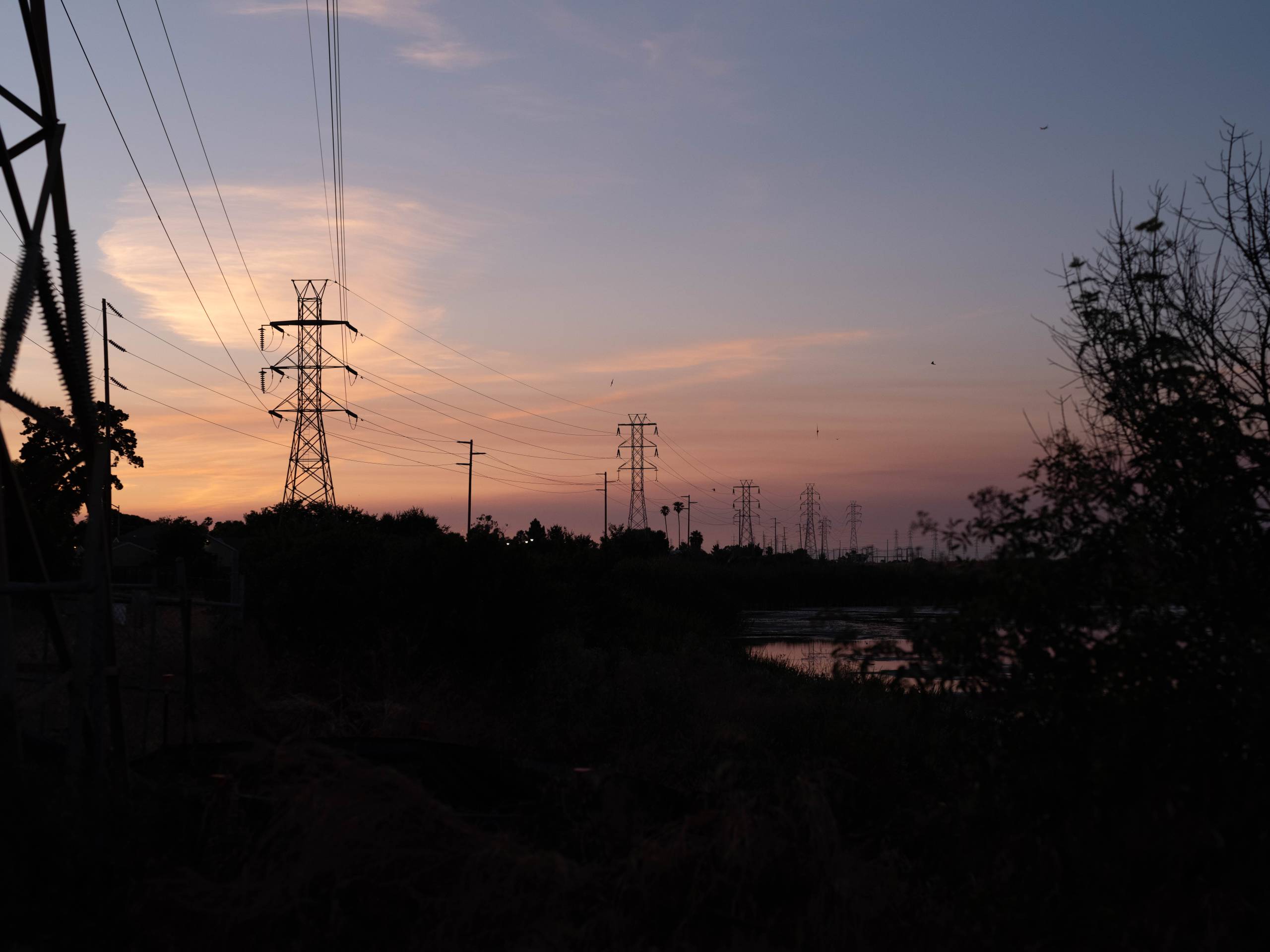 a nighttime view of the Bayshore trail in East Palo Alto