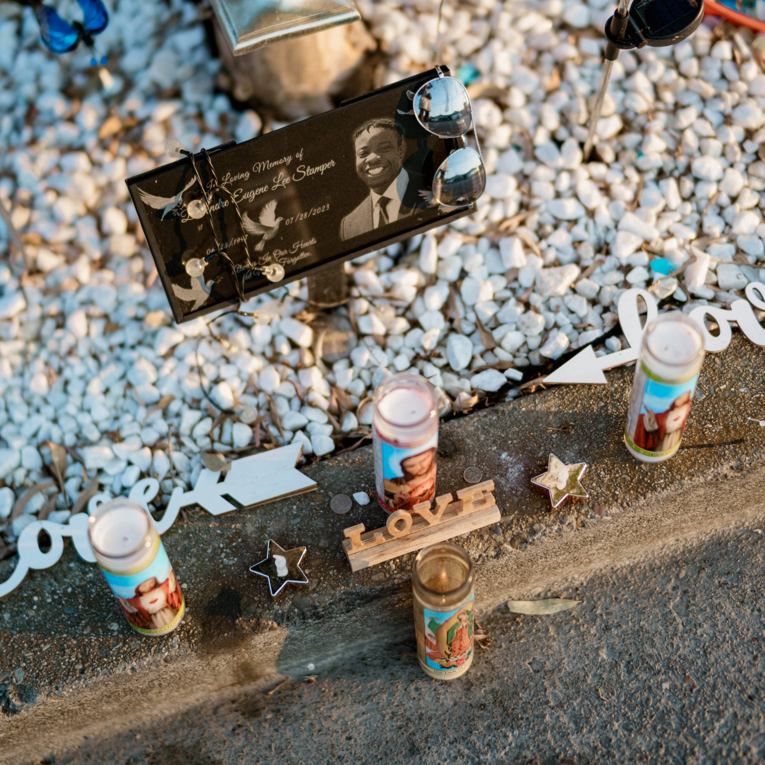 a memorial for a young man in East Palo Alto